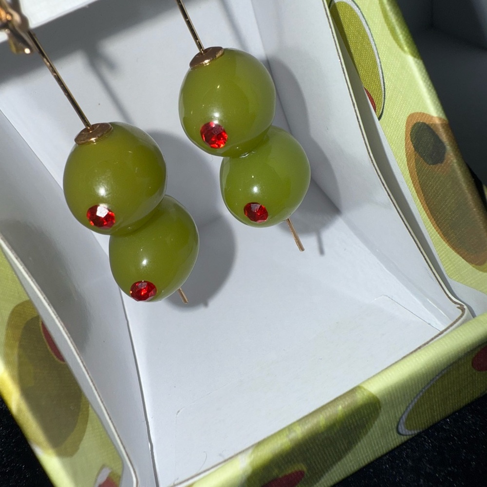 Chic Olive and Red Beaded Earrings